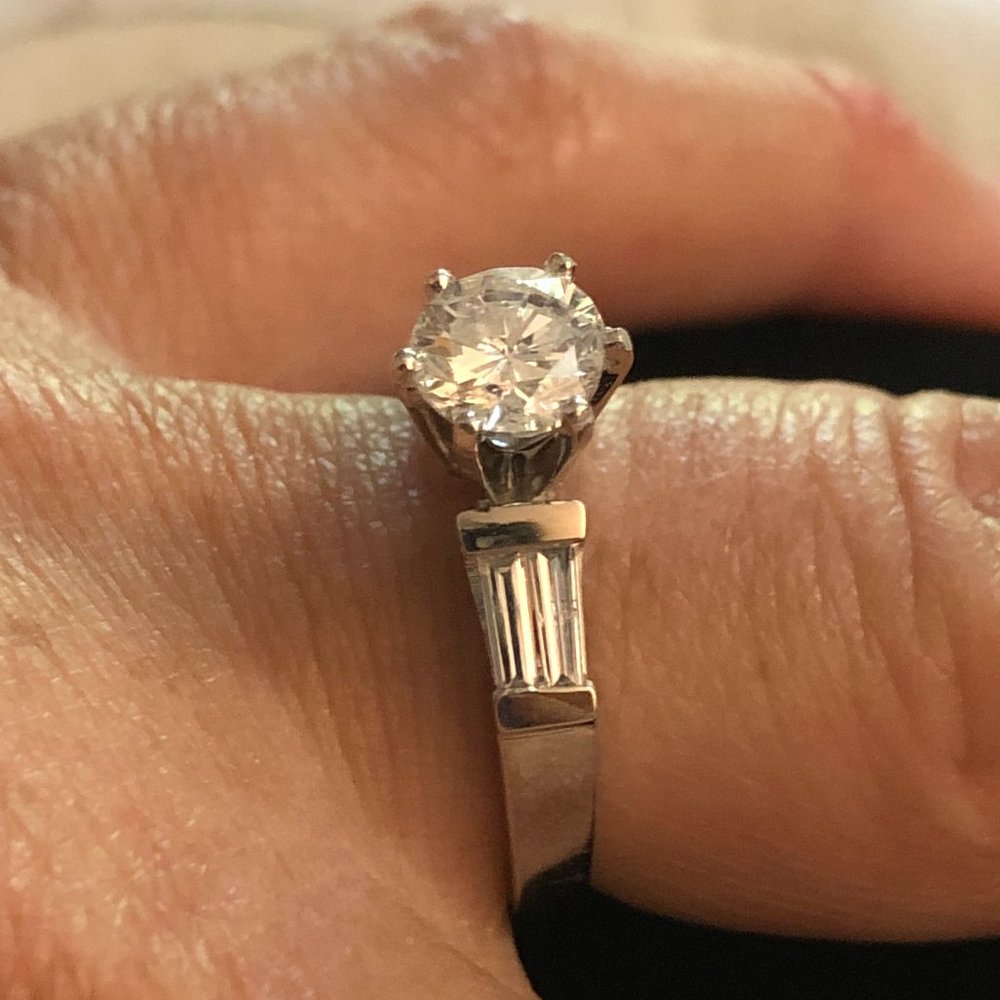 Platinum 3/4 Carat Round Diamond Engagement Ring